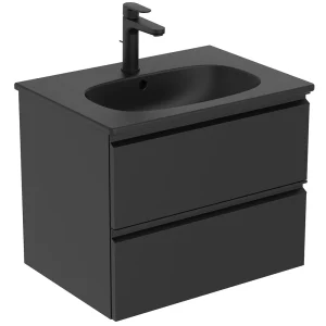 Ideal Standard Tesi Silk Black 600mm 2 Drawer Wall Hung Vanity Unit