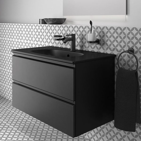 Ideal Standard Tesi Silk Black 800mm 2 Drawer Wall Hung Vanity Unit - Image 3