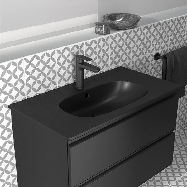 Ideal Standard Tesi Silk Black 800mm 2 Drawer Wall Hung Vanity Unit - Image 4