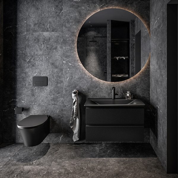 Ideal Standard Tesi Silk Black 800mm 2 Drawer Wall Hung Vanity Unit - Image 5