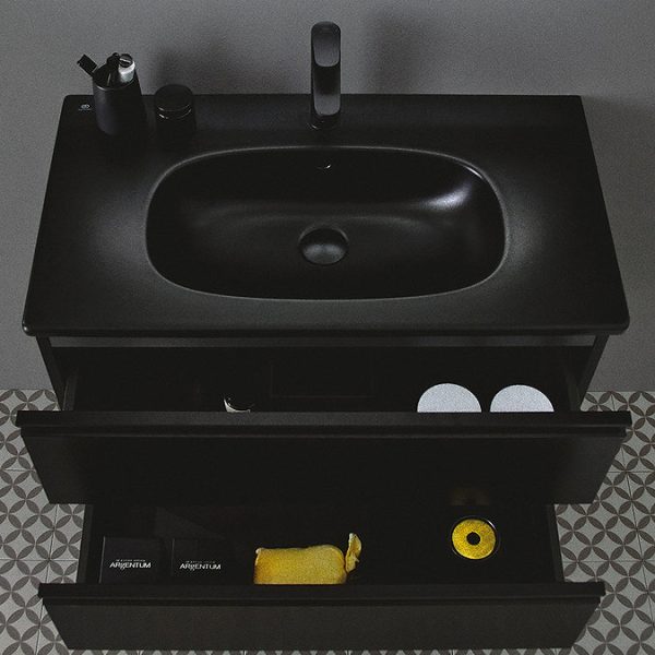 Ideal Standard Tesi Silk Black 800mm 2 Drawer Wall Hung Vanity Unit - Image 6