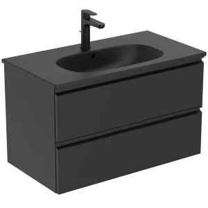 Ideal Standard Tesi Silk Black 800mm 2 Drawer Wall Hung Vanity Unit