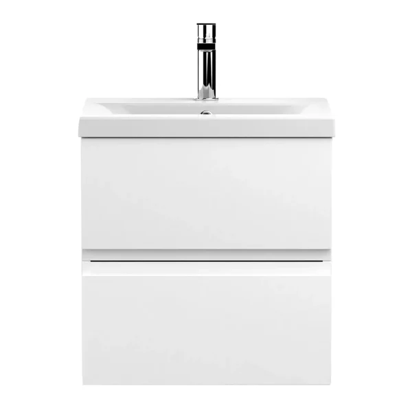 Hudson Reed Urban Satin White 500mm Wall Hung 2 Drawer Vanity Unit