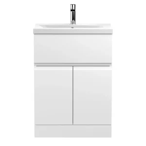 Hudson Reed Urban Satin White 600mm Floor Standing 2 Door/Drawer Vanity Unit