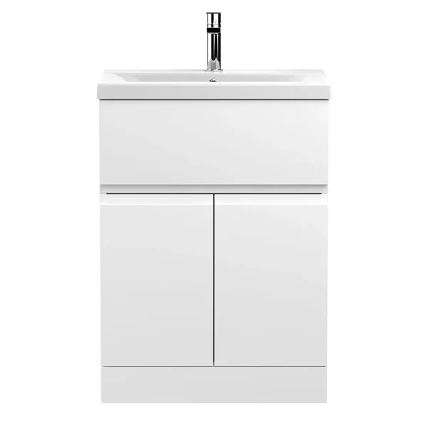 Hudson Reed Urban Satin White 600mm Floor Standing 2 Door/Drawer Vanity Unit