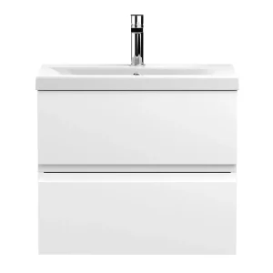 Hudson Reed Urban Satin White 600mm Wall Hung 2 Drawer Vanity Unit