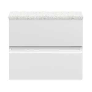 Hudson Reed Urban 600mm Satin White Vanity Unit   Wall Hung 2 Drawer Unit with White Worktop