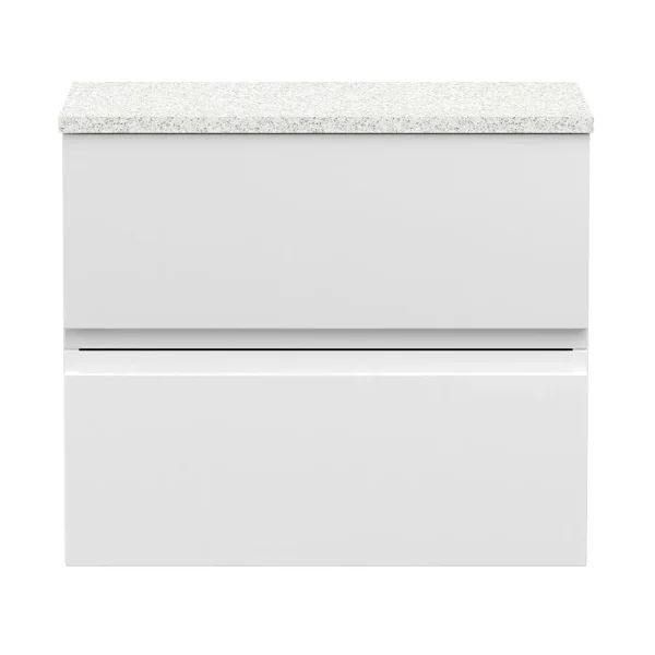 Hudson Reed Urban 600mm Satin White Vanity Unit   Wall Hung 2 Drawer Unit with White Worktop