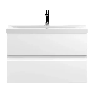 Hudson Reed Urban Satin White 800mm Wall Hung 2 Drawer Vanity Unit