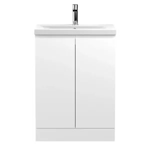 Hudson Reed Urban Satin White 600mm Floor Standing 2 Door Vanity Unit