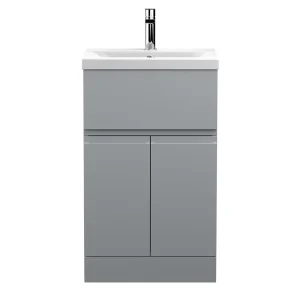 Hudson Reed Urban Satin Grey 500mm Floor Standing 2 Door/Drawer Vanity Unit