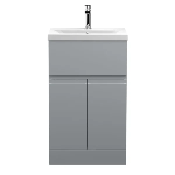 Hudson Reed Urban Satin Grey 500mm Floor Standing 2 Door/Drawer Vanity Unit