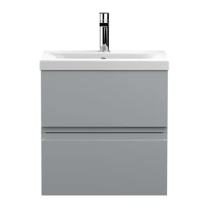 Hudson Reed Urban Satin Grey 500mm Wall Hung 2 Drawer Vanity Unit