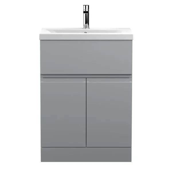 Hudson Reed Urban Satin Grey 600mm Floor Standing 2 Door/Drawer Vanity Unit