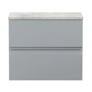 Hudson Reed Urban 600mm Satin Grey Vanity Unit   Wall Hung 2 Drawer Unit with Grey Worktop