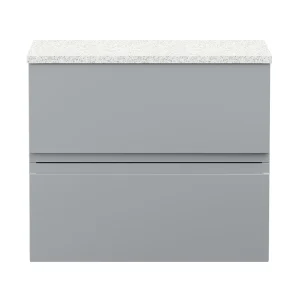Hudson Reed Urban 600mm Satin Grey Vanity Unit   Wall Hung 2 Drawer Unit with White Worktop