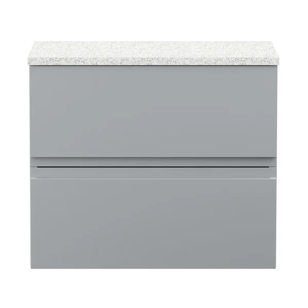 Hudson Reed Urban 600mm Satin Grey Vanity Unit   Wall Hung 2 Drawer Unit with White Worktop