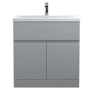 Hudson Reed Urban Satin Grey 800mm Floor Standing 2 Door/Drawer Vanity Unit