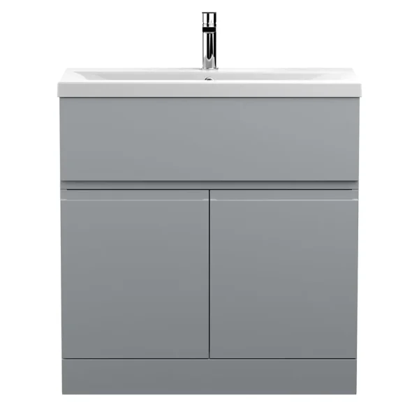 Hudson Reed Urban Satin Grey 800mm Floor Standing 2 Door/Drawer Vanity Unit