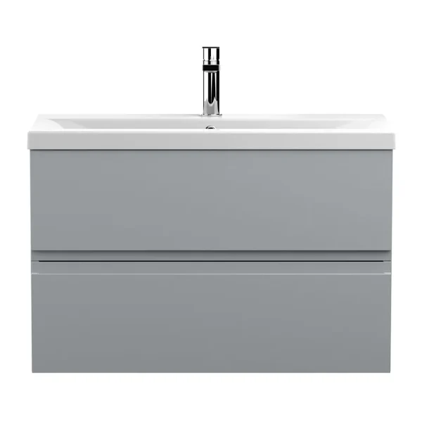 Hudson Reed Urban Satin Grey 800mm Wall Hung 2 Drawer Vanity Unit