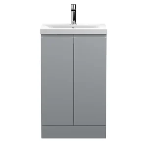 Hudson Reed Urban Satin Grey 500mm Floor Standing 2 Door Vanity Unit