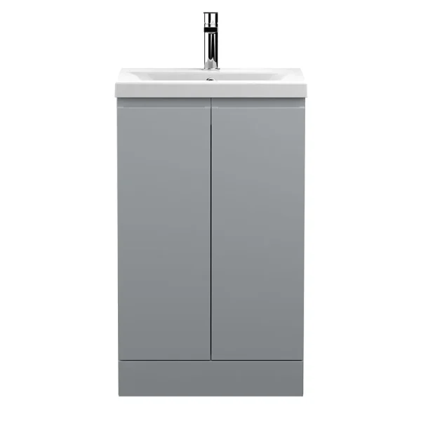 Hudson Reed Urban Satin Grey 500mm Floor Standing 2 Door Vanity Unit