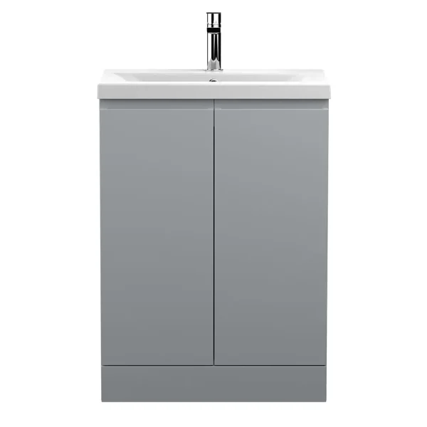 Hudson Reed Urban Satin Grey 600mm Floor Standing 2 Door Vanity Unit