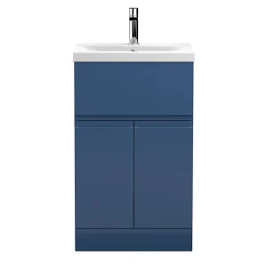 Hudson Reed Urban Satin Blue 500mm Floor Standing 2 Door/Drawer Vanity Unit