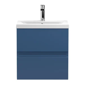 Hudson Reed Urban Satin Blue 500mm Wall Hung 2 Drawer Vanity Unit