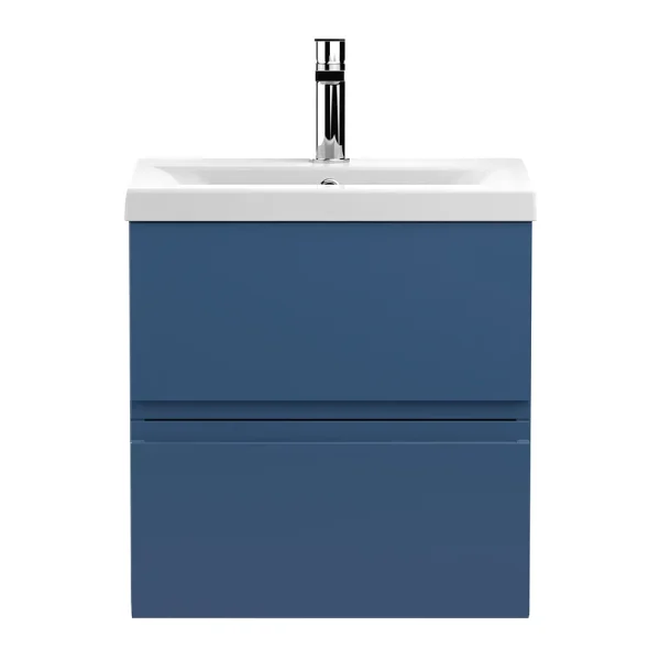 Hudson Reed Urban Satin Blue 500mm Wall Hung 2 Drawer Vanity Unit