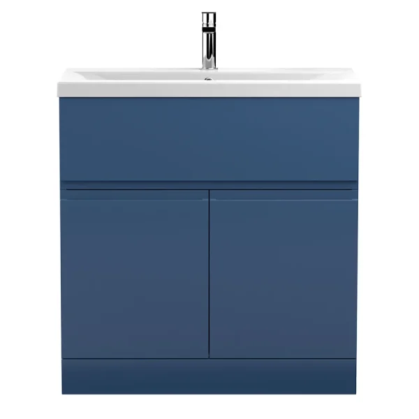 Hudson Reed Urban Satin Blue 800mm Floor Standing 2 Door/Drawer Vanity Unit
