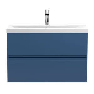 Hudson Reed Urban Satin Blue 800mm Wall Hung 2 Drawer Vanity Unit
