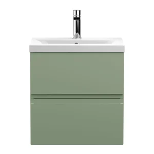 Hudson Reed Urban Satin Green 500mm Wall Hung 2 Drawer Vanity Unit