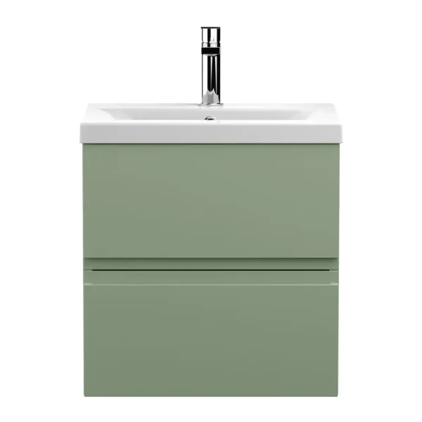 Hudson Reed Urban Satin Green 500mm Wall Hung 2 Drawer Vanity Unit