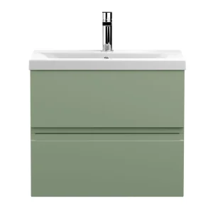 Hudson Reed Urban Satin Green 600mm Wall Hung 2 Drawer Vanity Unit