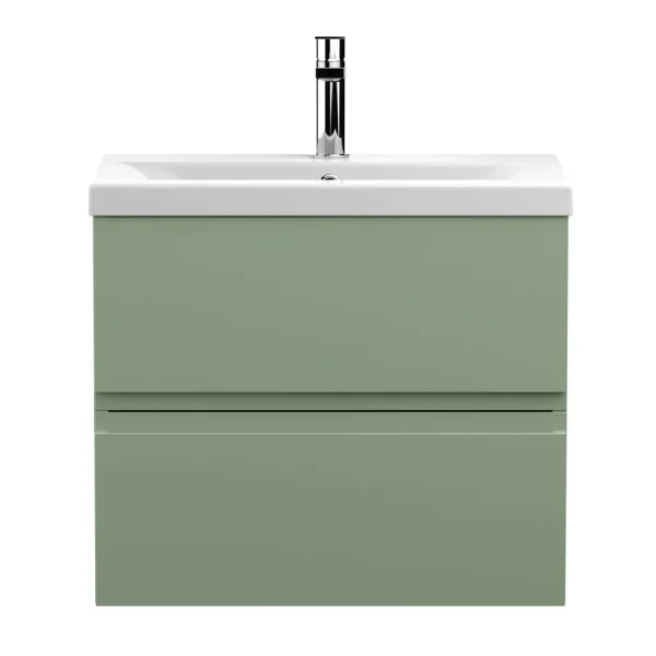 Hudson Reed Urban Satin Green 600mm Wall Hung 2 Drawer Vanity Unit