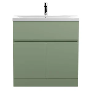 Hudson Reed Urban Satin Green 800mm Floor Standing 2 Door/Drawer Vanity Unit