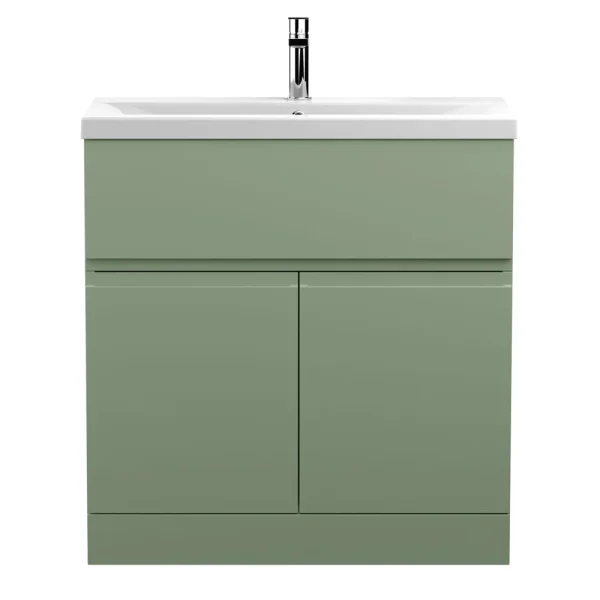 Hudson Reed Urban Satin Green 800mm Floor Standing 2 Door/Drawer Vanity Unit