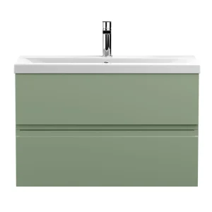 Hudson Reed Urban Satin Green 800mm Wall Hung 2 Drawer Vanity Unit