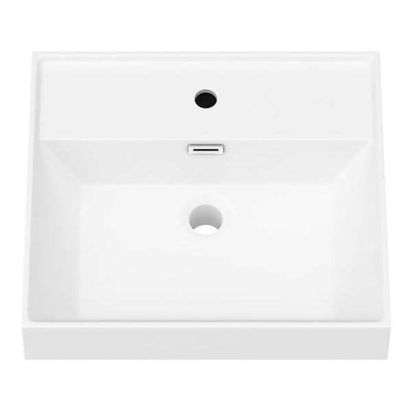 Valencia 450 Gloss White Minimalist Wall Hung Vanity Unit with Chrome Handle - Image 2