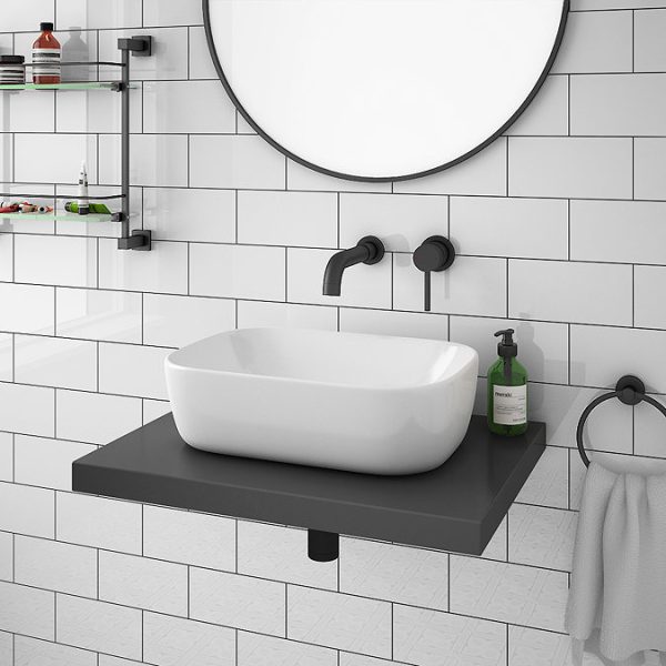 Venice Floating Basin Shelf (Gloss Grey   600mm Wide) - Image 5