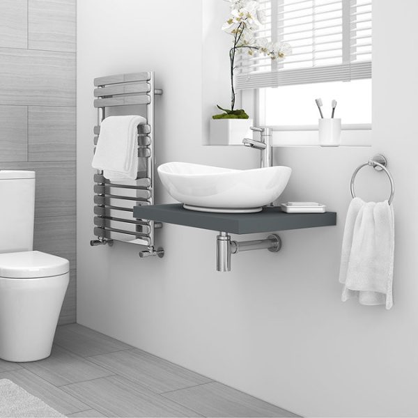 Venice Floating Basin Shelf (Gloss Grey   600mm Wide) - Image 3