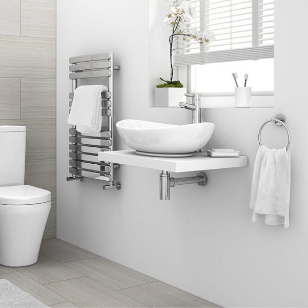 Venice Floating Basin Shelf (Gloss White   600mm Wide) - Image 3