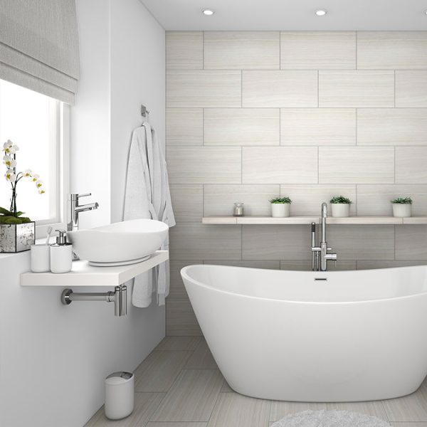 Venice Floating Basin Shelf (Gloss White   600mm Wide) - Image 4
