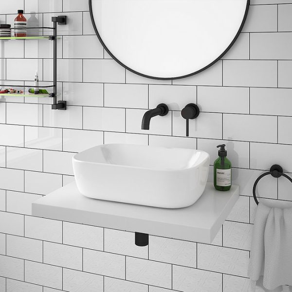 Venice Floating Basin Shelf (Gloss White   600mm Wide) - Image 2