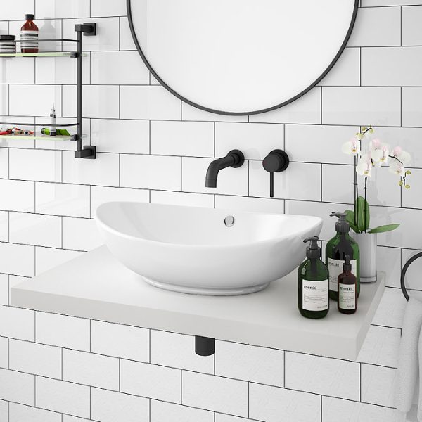 Venice Floating Basin Shelf (Gloss White   800mm Wide) - Image 2