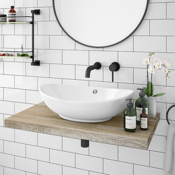 Venice Floating Basin Shelf (Light Oak   800mm Wide) - Image 4