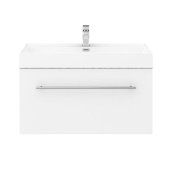 Valencia 800 Gloss White Minimalist Wall Hung Vanity Unit with Chrome Handle - Image 6