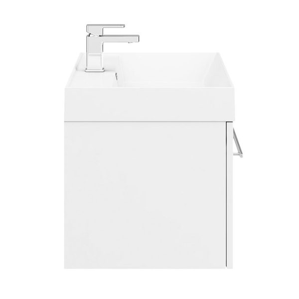 Valencia 800 Gloss White Minimalist Wall Hung Vanity Unit with Chrome Handle - Image 7