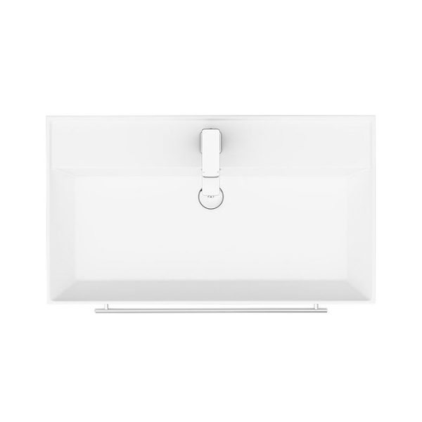 Valencia 800 Gloss White Minimalist Wall Hung Vanity Unit with Chrome Handle - Image 2